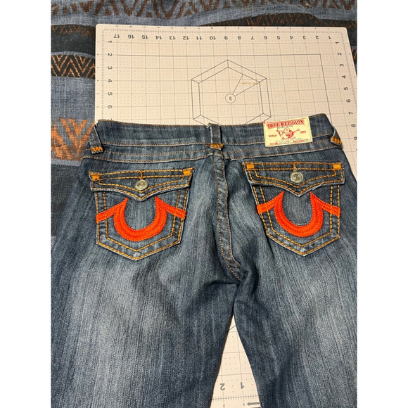 Women's True Religion Jeans Size 30 Blue Orange - Picture 1 of 5